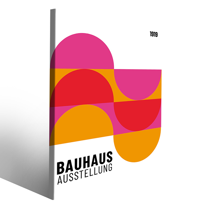 Tela moderna Bauhaus con motivi circolari e rettangolari