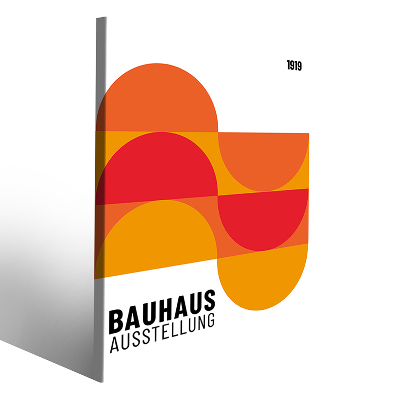 Opera su tela Bauhaus con colori vibranti e forme astratte