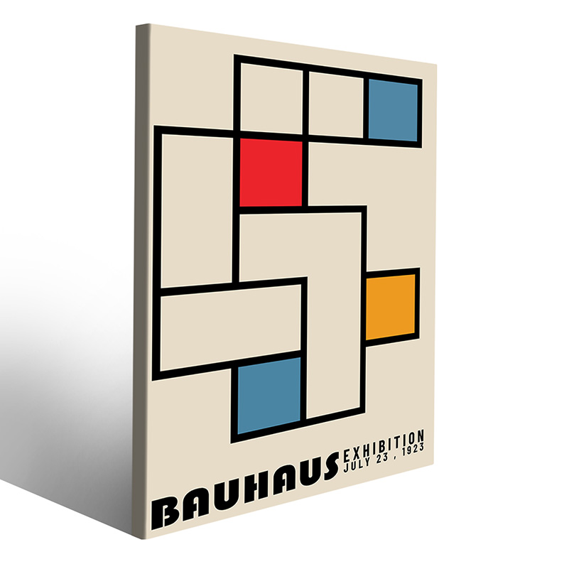 Quadro su tela astratto con elementi del Bauhaus minimalisti