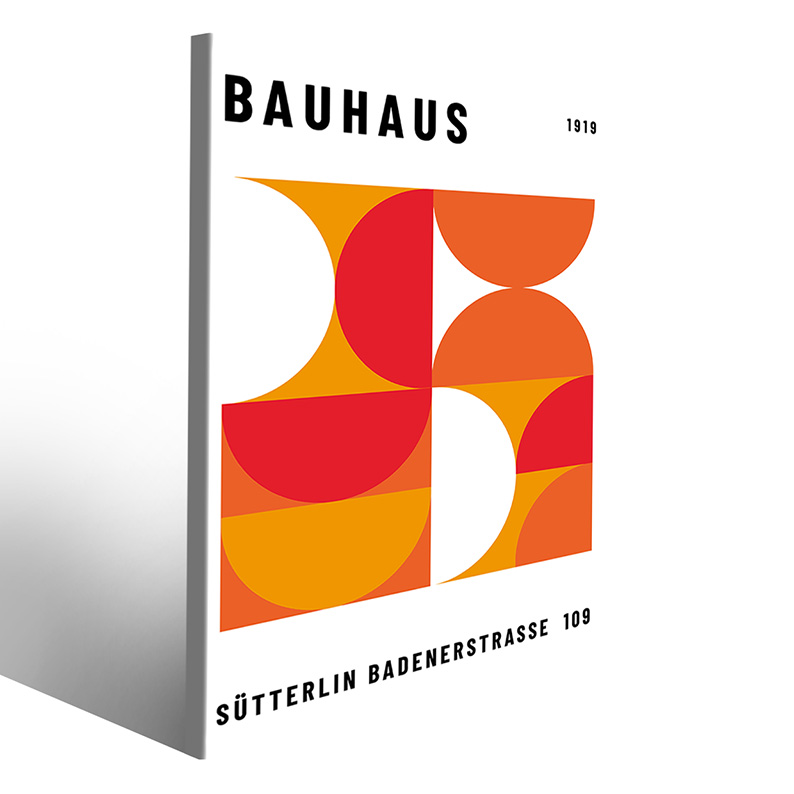 Composizione su tela Bauhaus con linee astratte e stilizzate