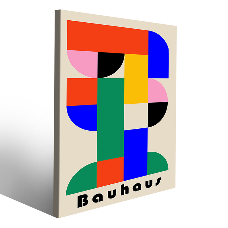 Quadro su tela moderna Bauhaus con elementi stilizzati e astratti