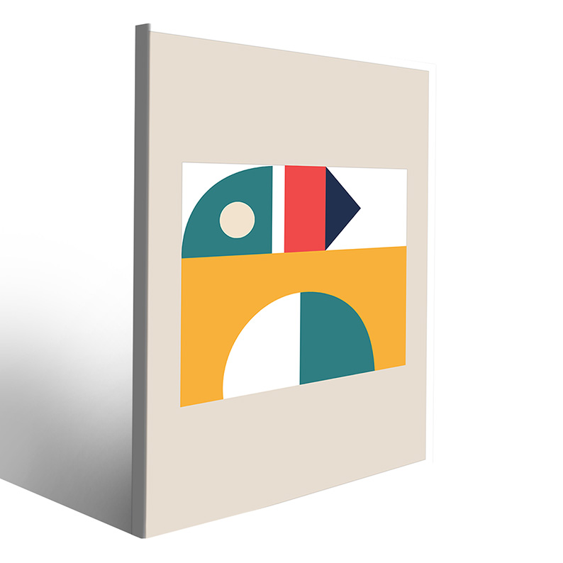 Decorazione moderna su tela Bauhaus con motivi stilizzati e colorati