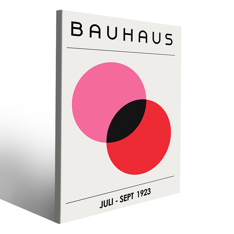Stampa su tela Bauhaus rosso con rosa e nero