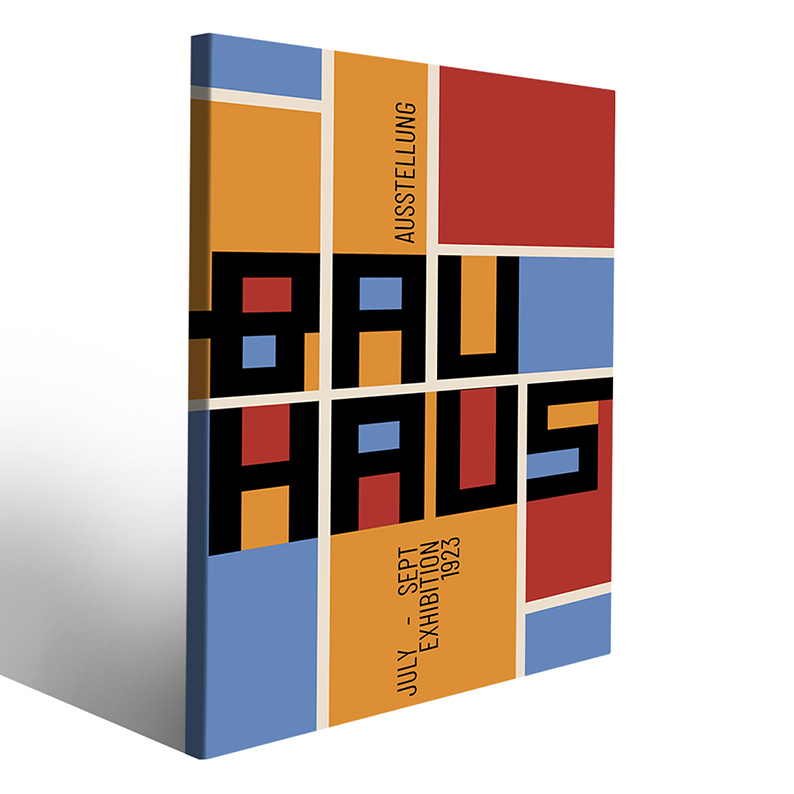 Salotto moderno con i quadri Bauhaus stampati su canvas